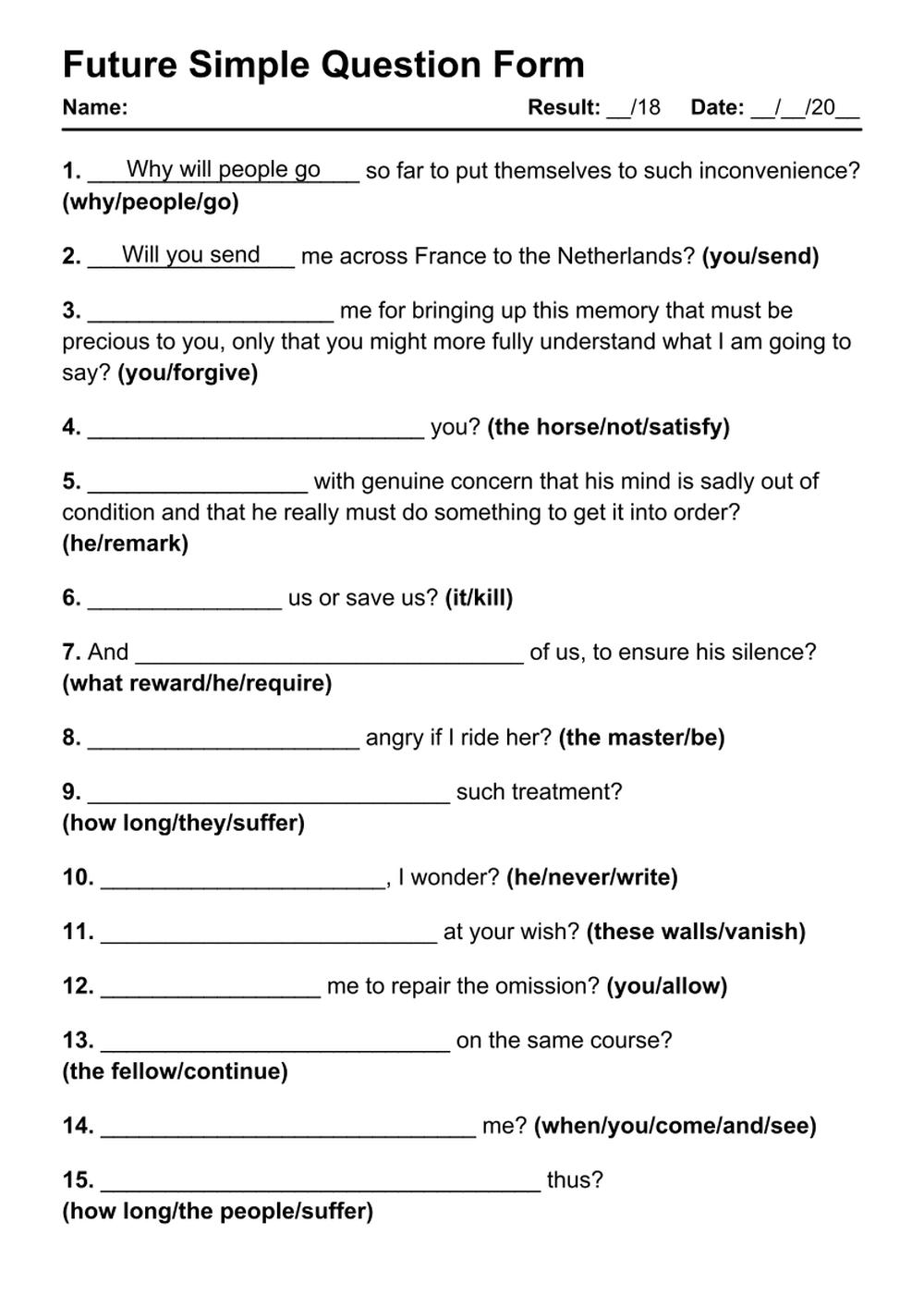Will Worksheet Printable
