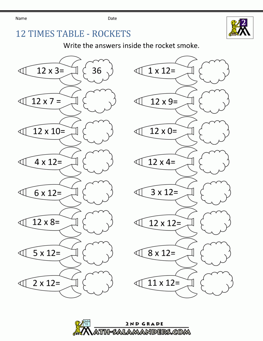 Multiplication 12 Worksheet Printable