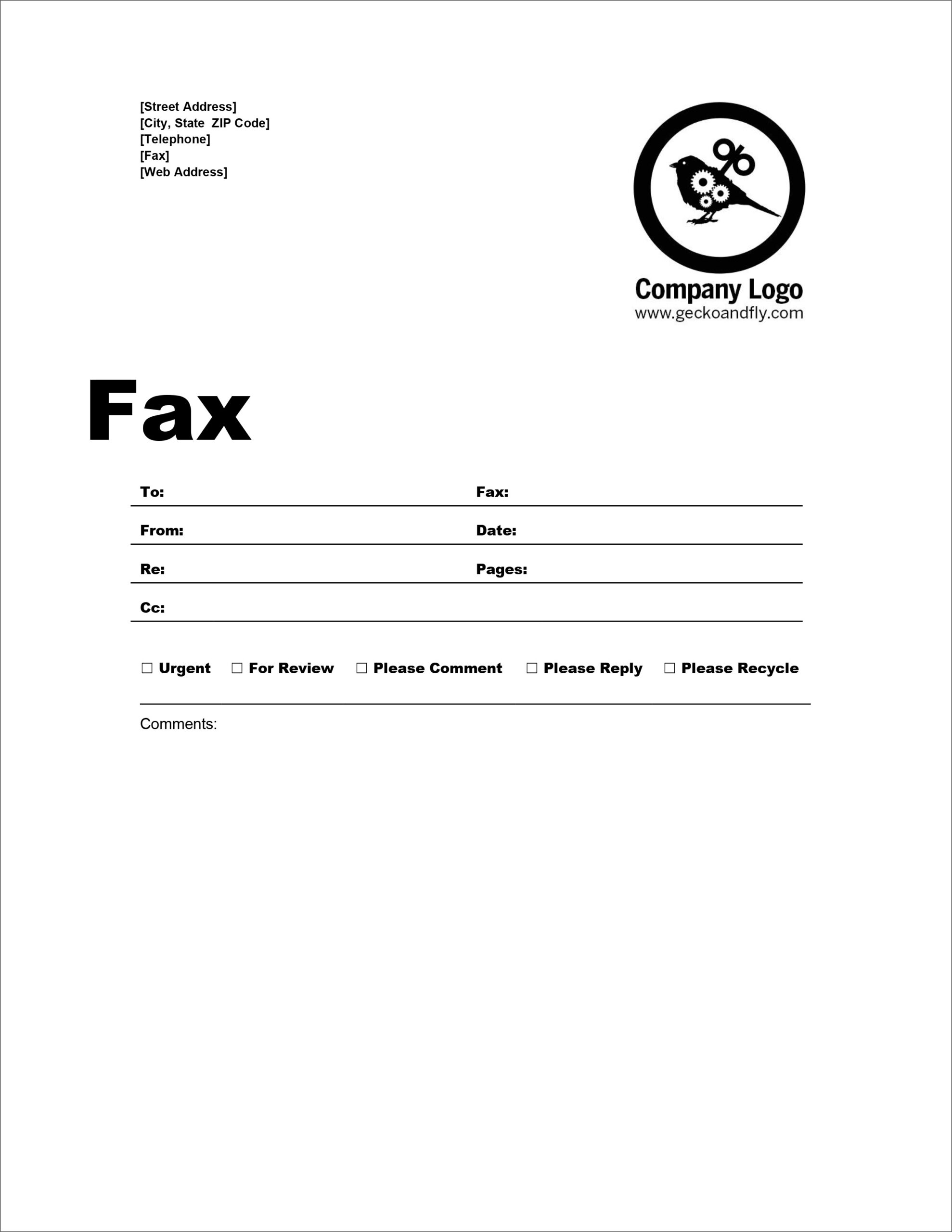 Printable Fax Cover Sheet Template Word