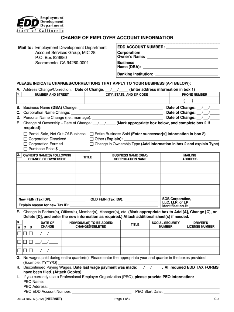 2012 2025 Form CA DE 24 Fill Online Printable Fillable Blank 
