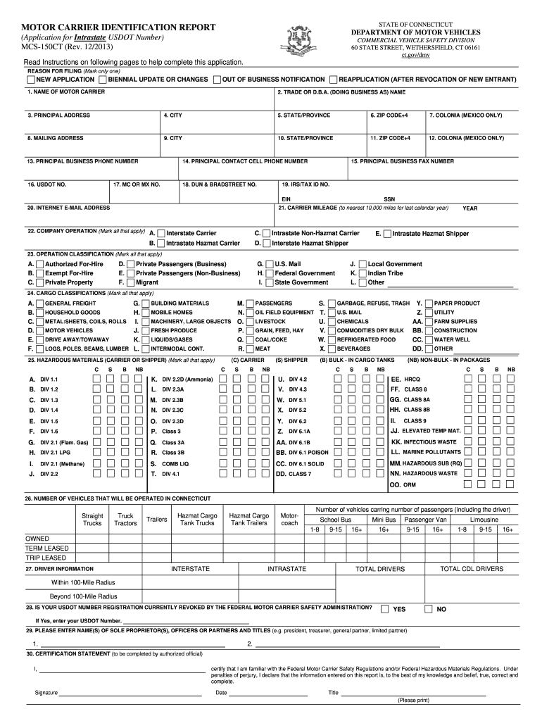 Printable Form Mcs 150 Form