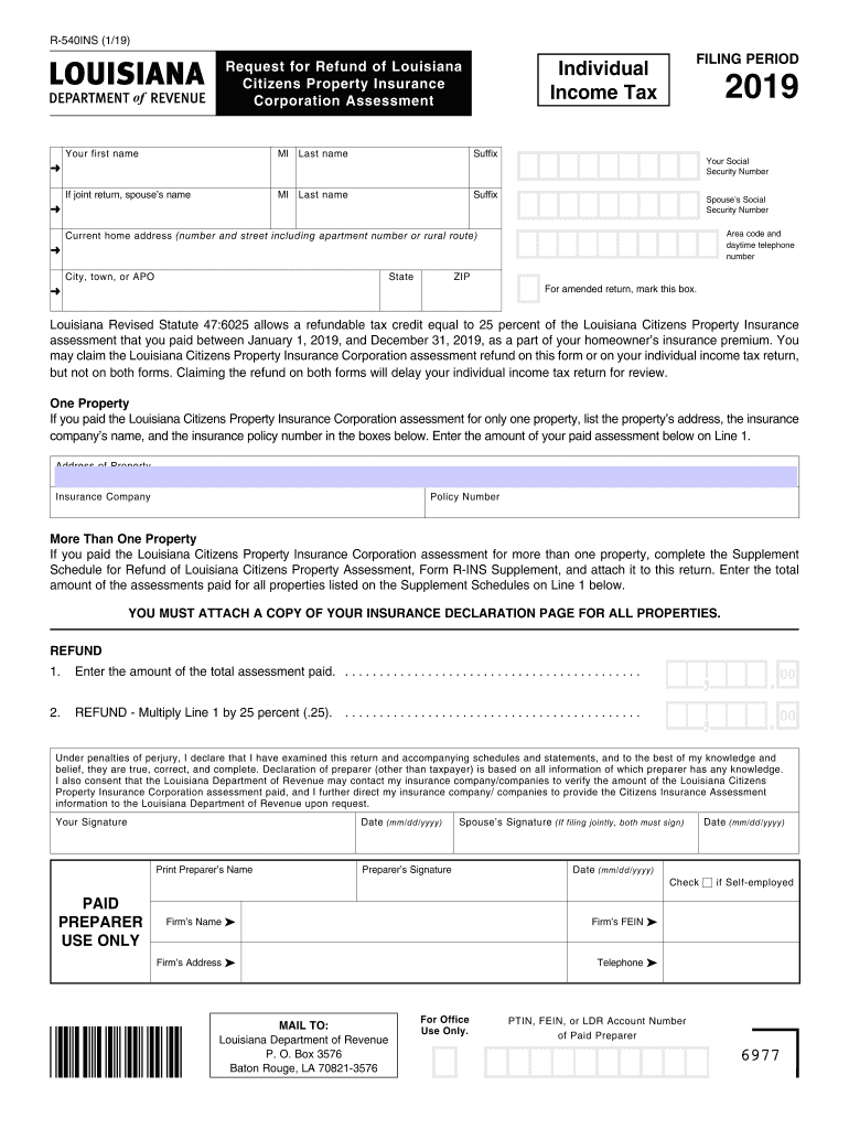 2019 2025 Form LDR R 540INS Fill Online Printable Fillable 