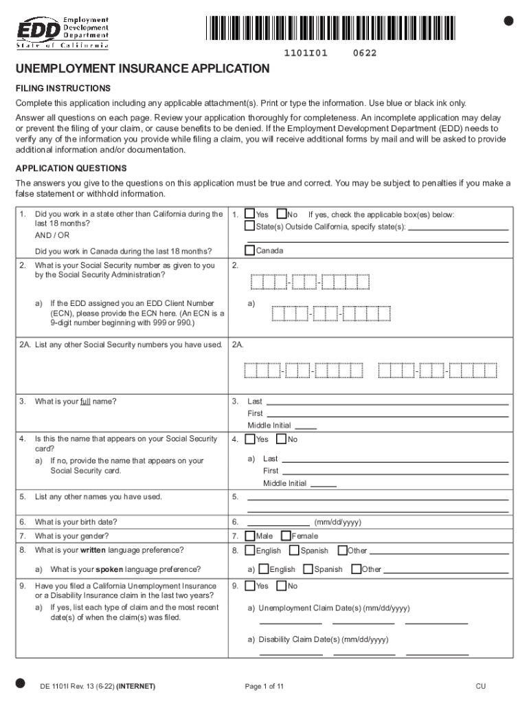 2022 2025 Form CA DE 1101I Fill Online Printable Fillable Blank 