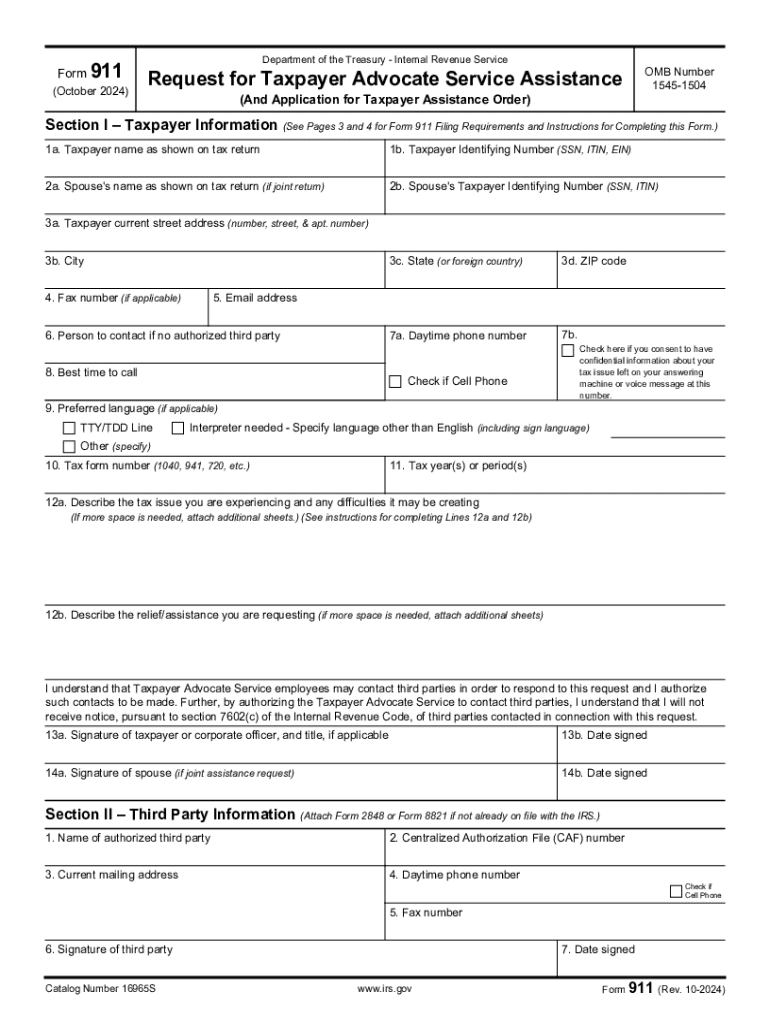 2024 Form IRS 911 Fill Online Printable Fillable Blank PdfFiller