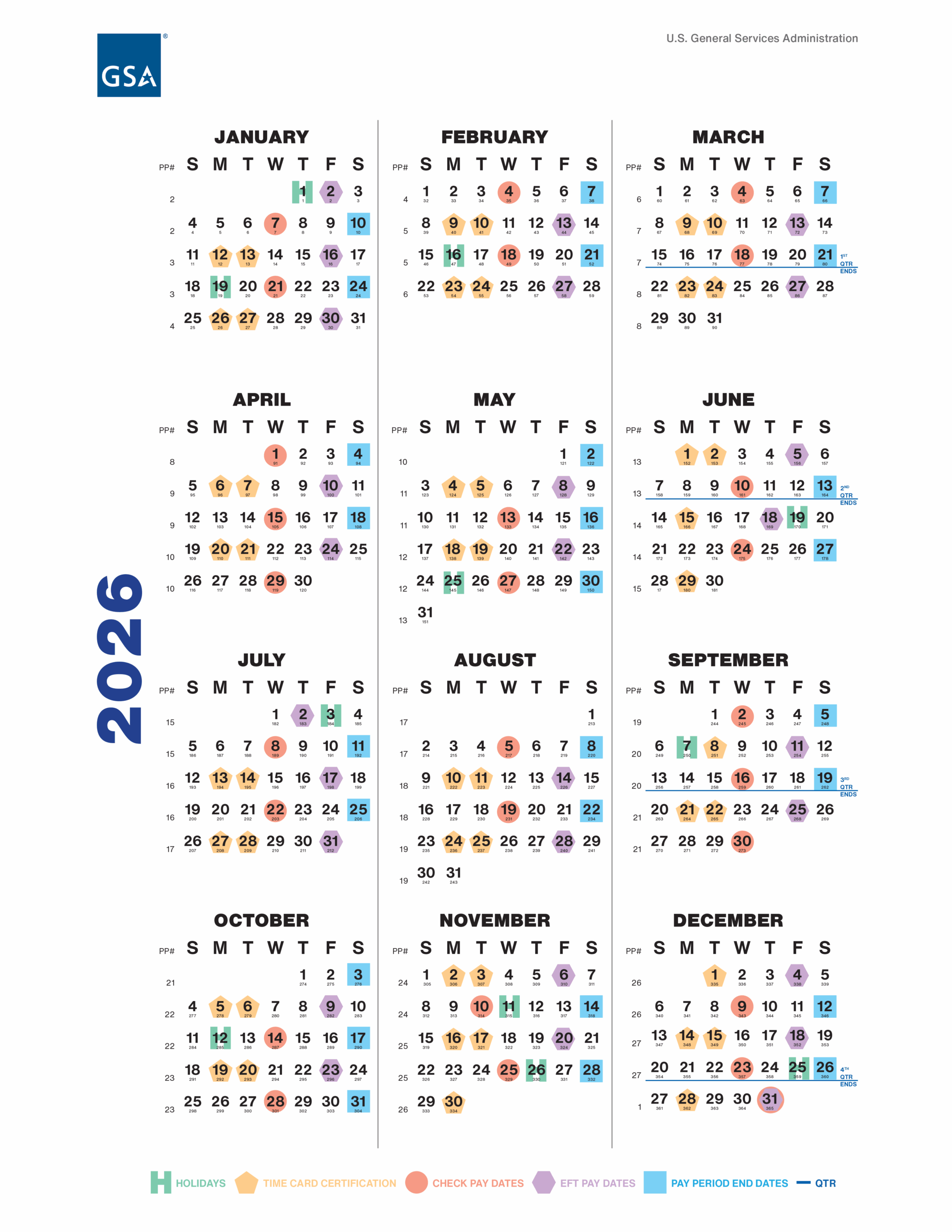2026 payroll calendar gsa