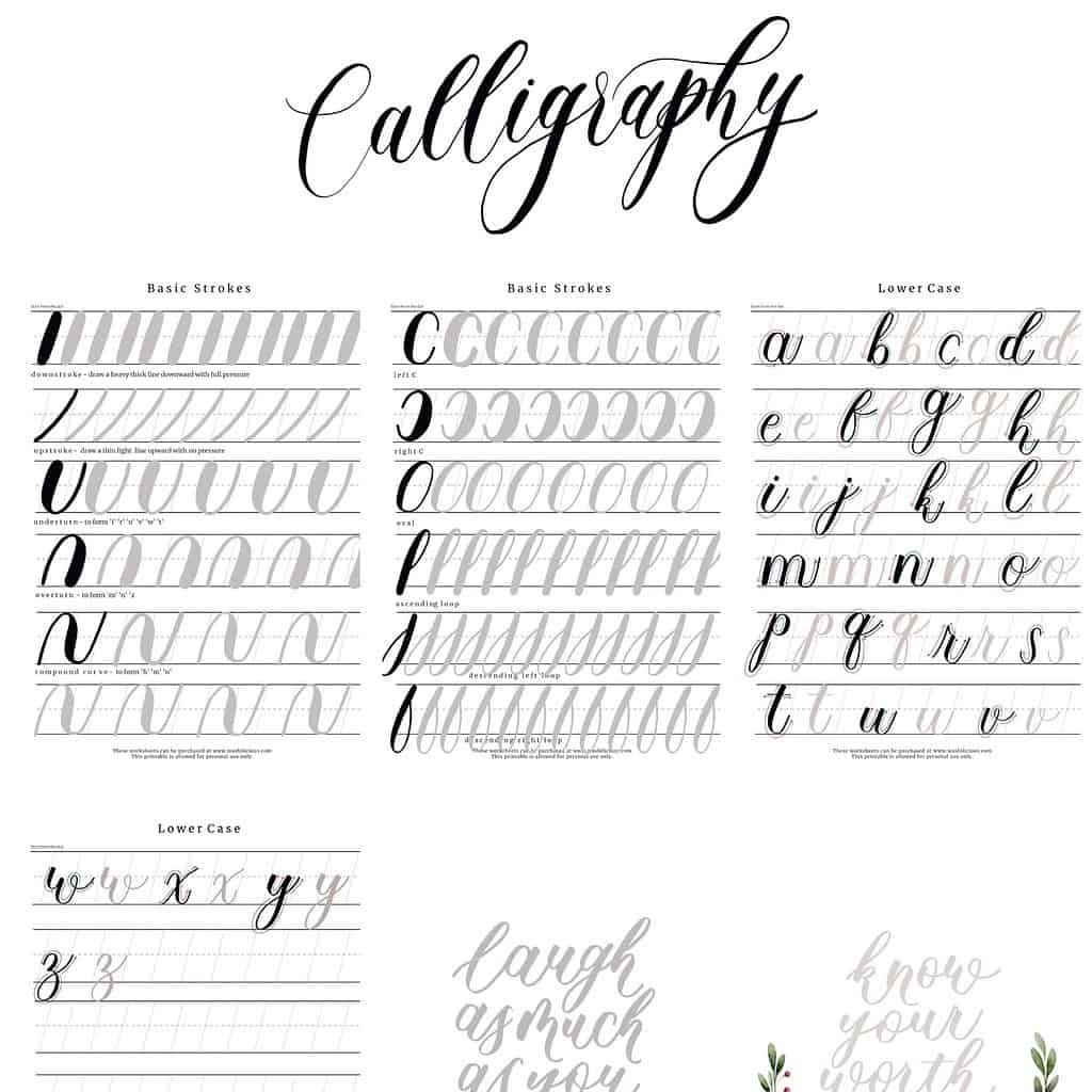 Calligraphy Worksheets Free Printable