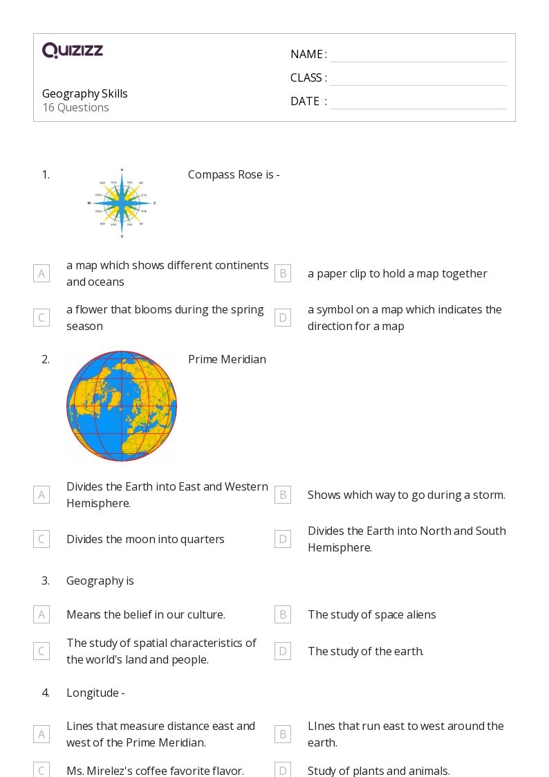50 Geography Worksheets For 6th Class On Quizizz Free amp Printable