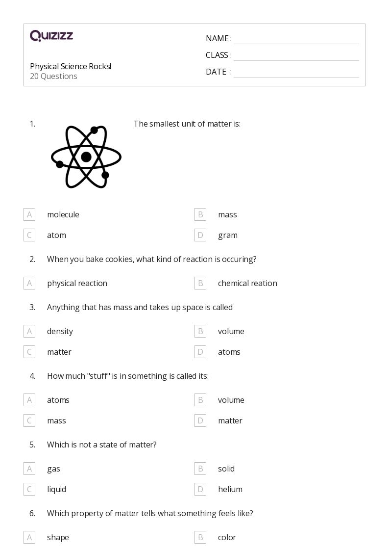 Science Worksheets Printable Grade 5