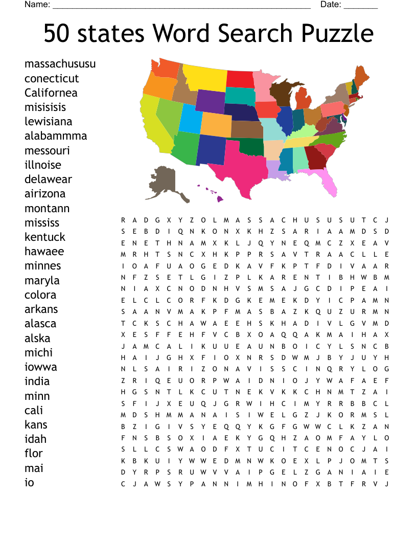 Free Printable Crossword Puzzles Usa States
