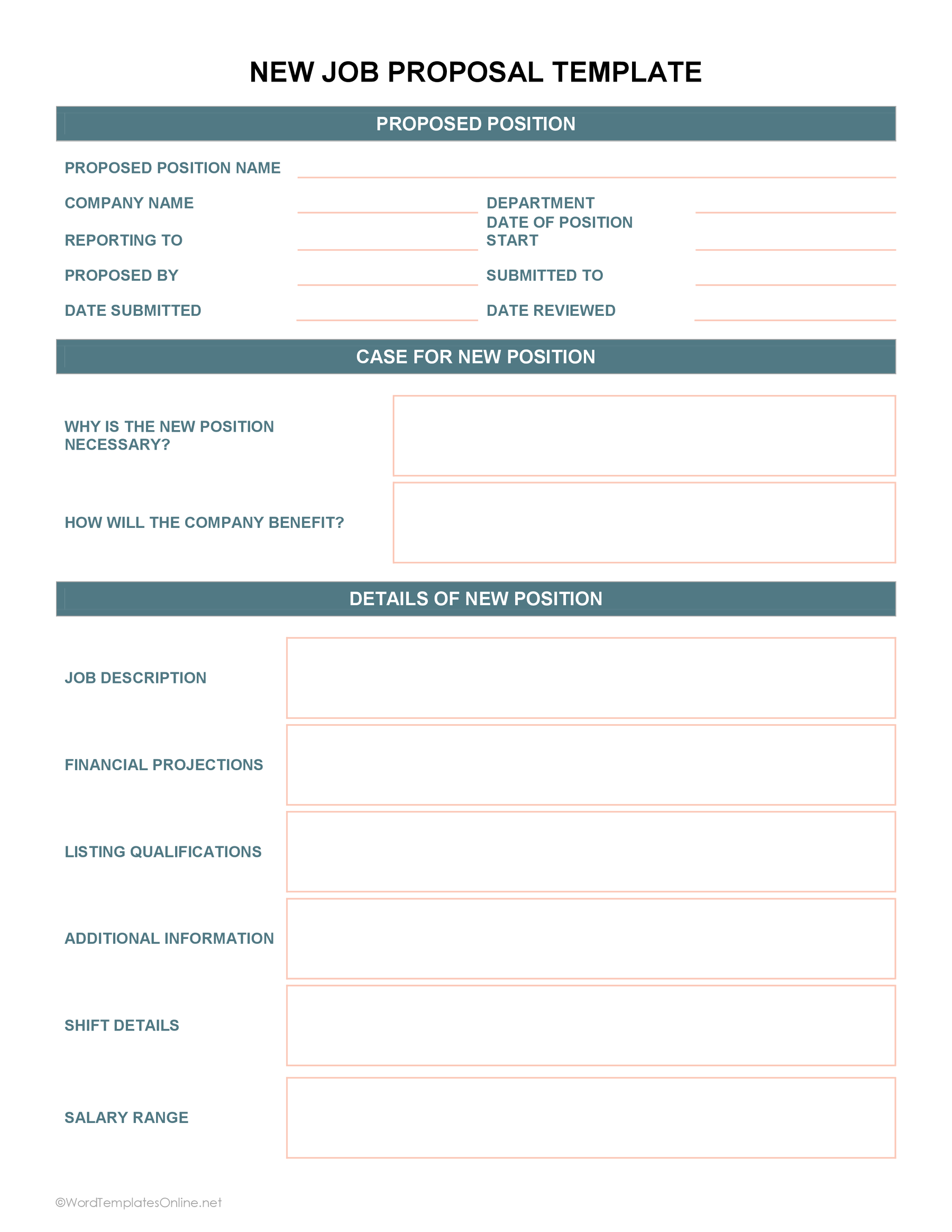 Printable Job Proposal Template