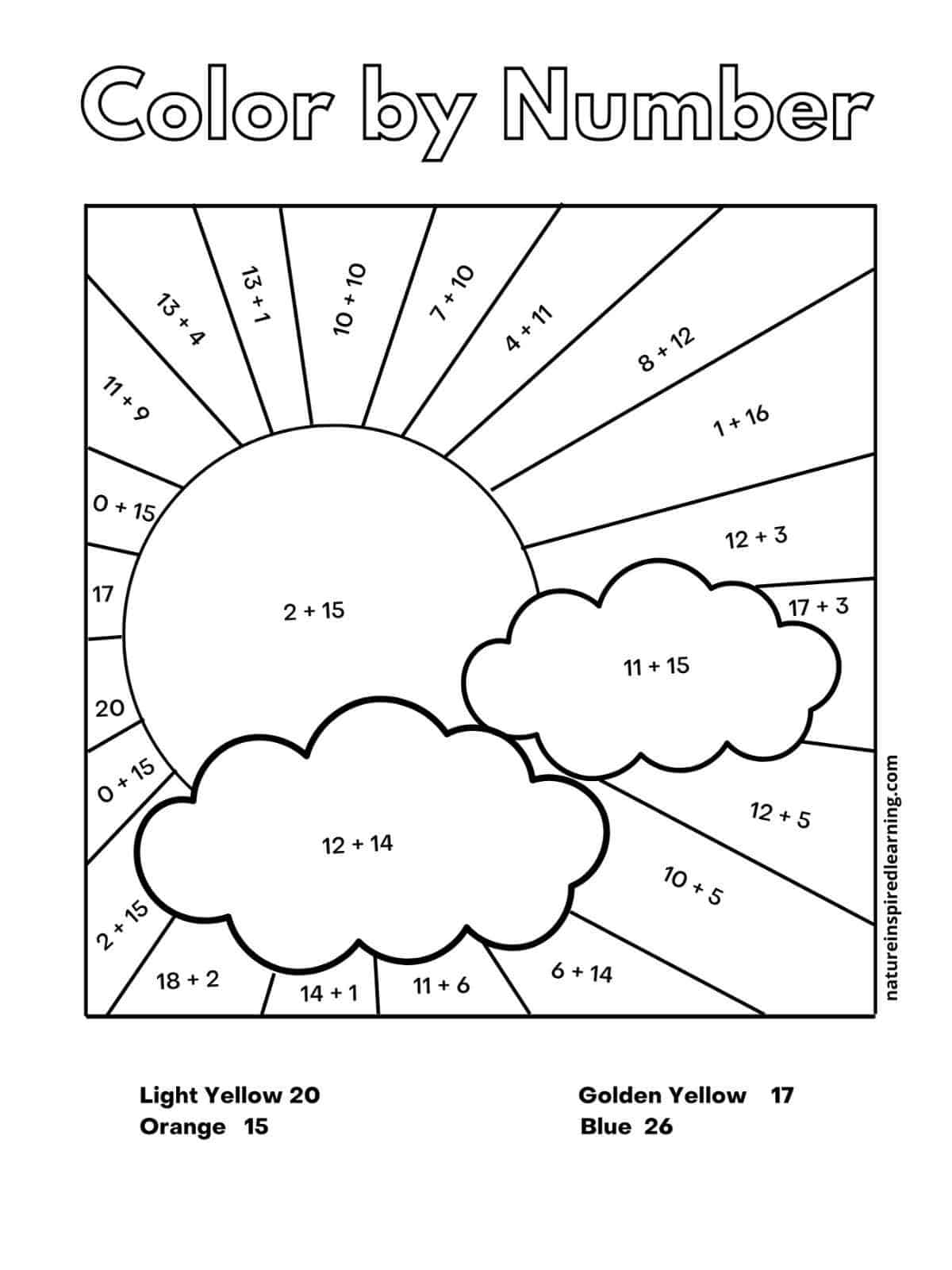 Addition Worksheet Coloring Printable