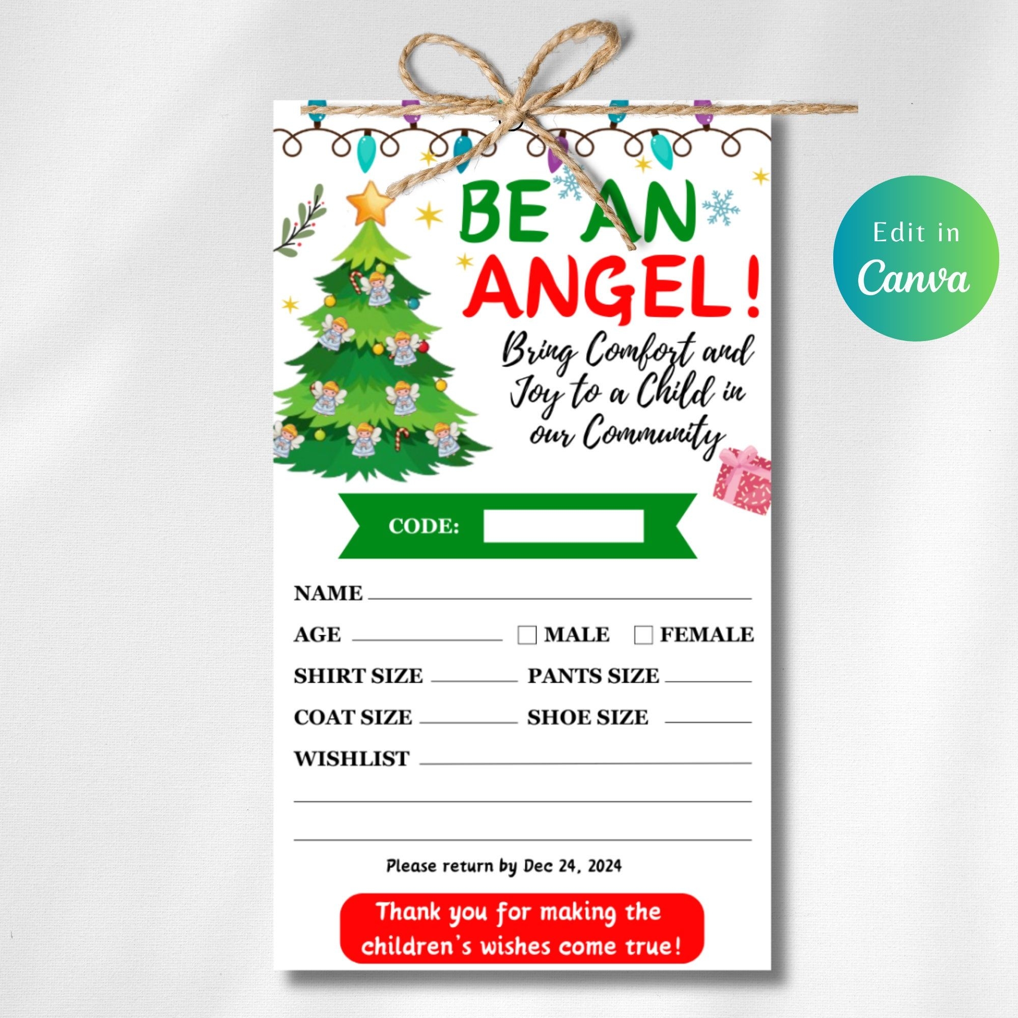 Angel Tree Tags Template Shop On Pinterest