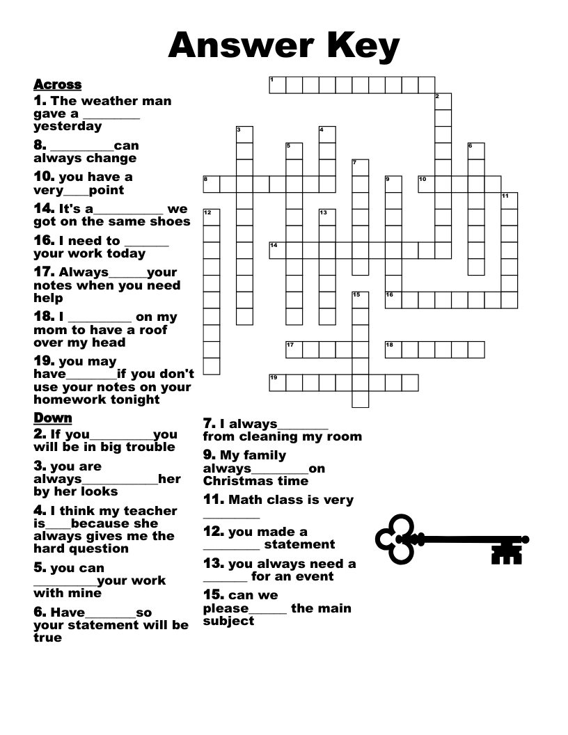 Printable Crossword Puzzles With Answers Pdf