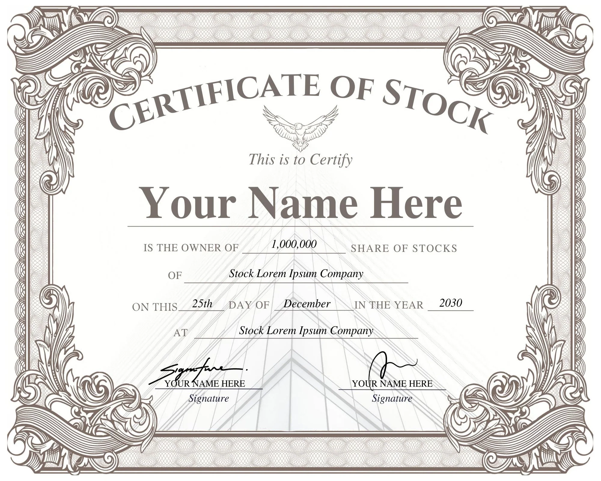 Certificate Of Stock Editable Stock Certificate Template 
