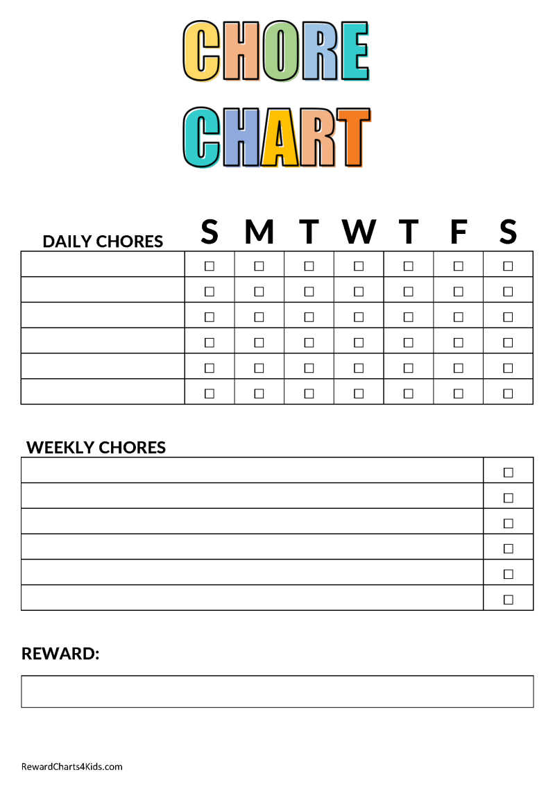 Free Printable Chore Chart Templates.