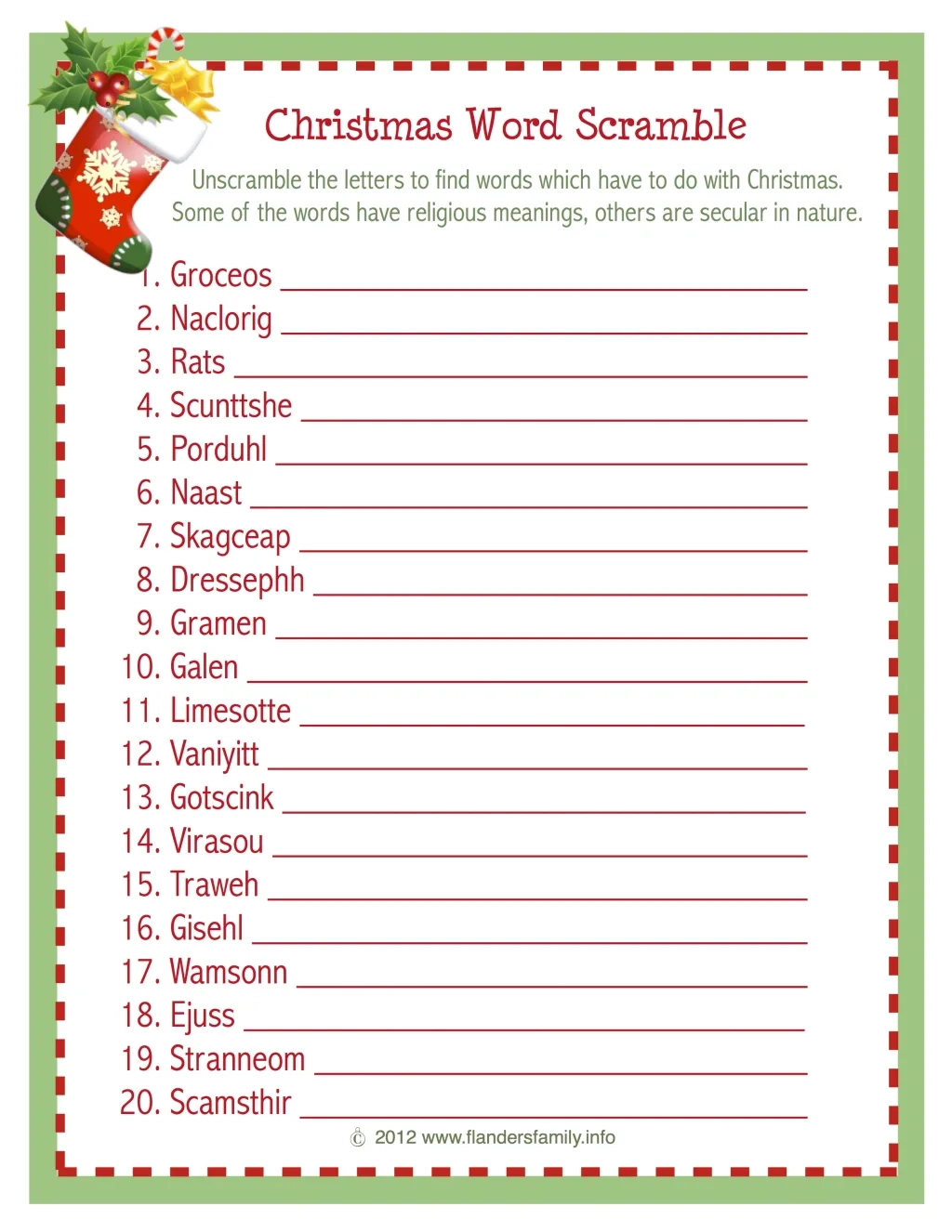 Christmas Word Puzzles For Adults Printable