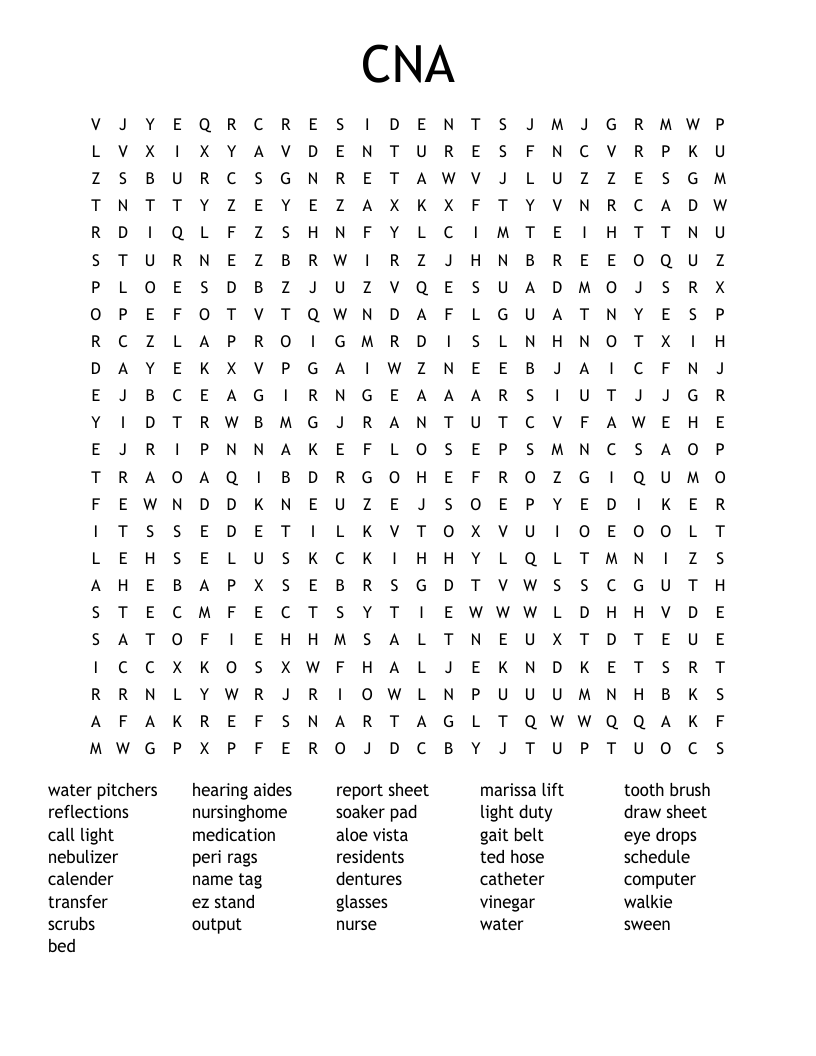 Cna Crossword Puzzles Free Printable