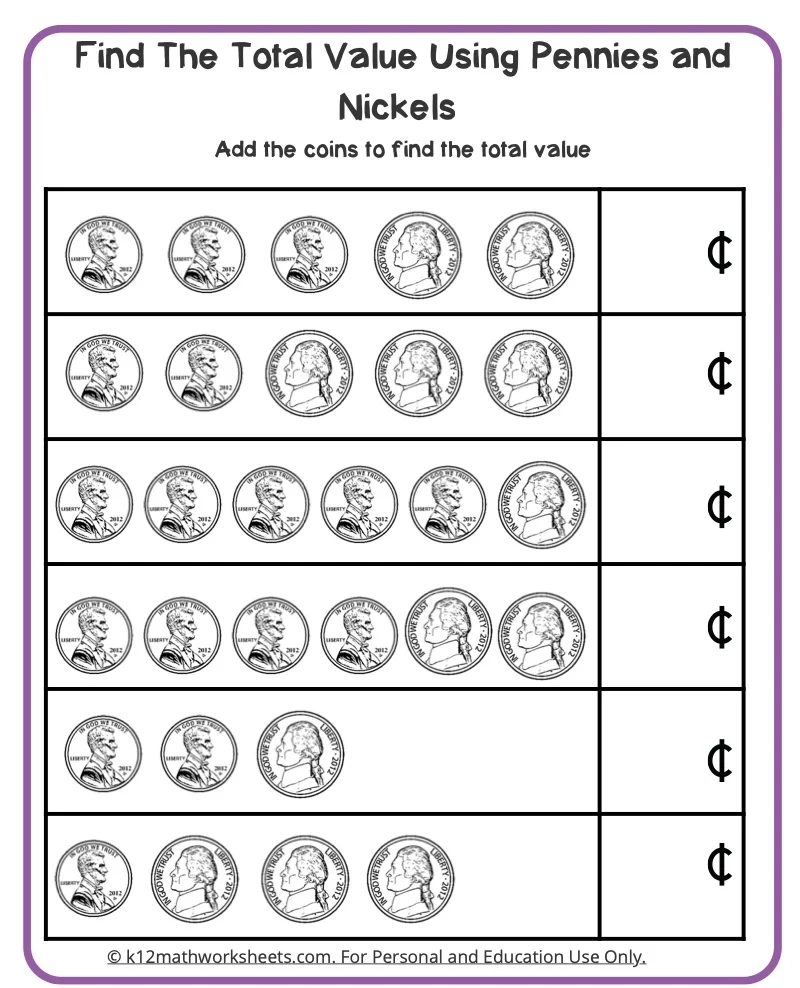 Kindergarten Money Worksheets Free Printable