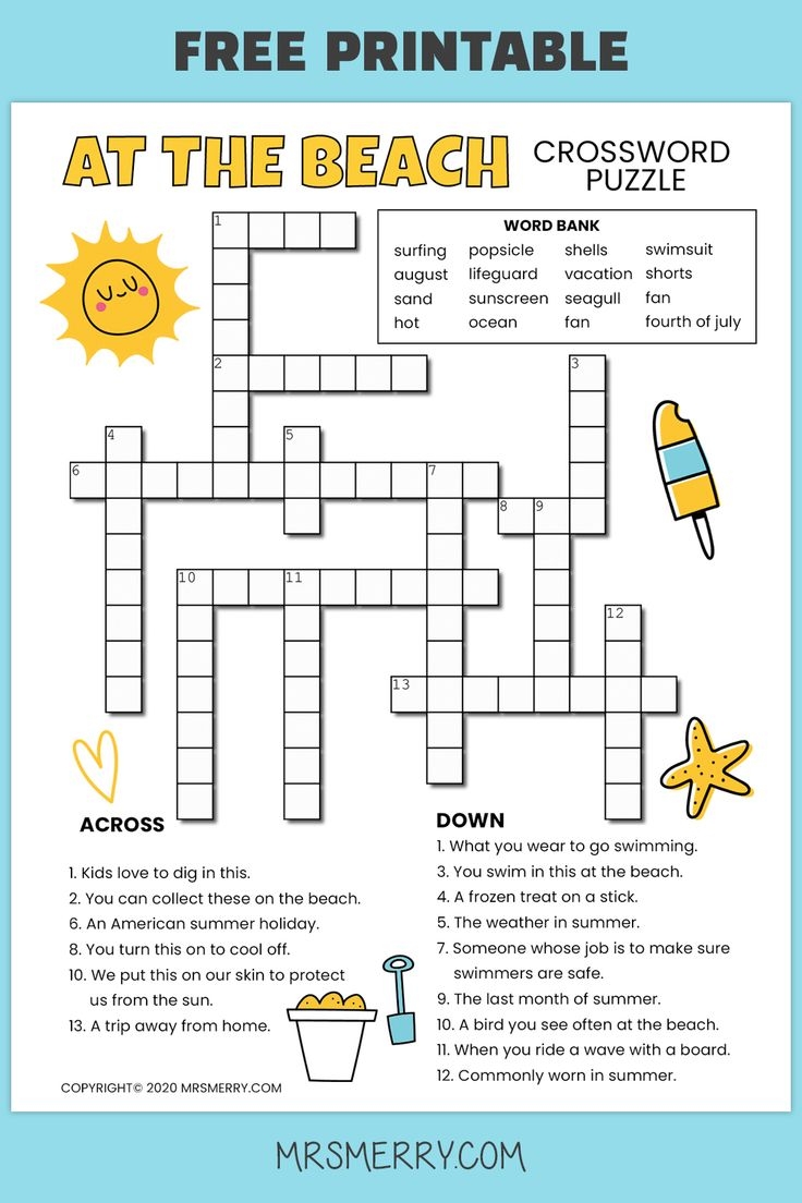 3rd Grade Crossword Puzzles Printable