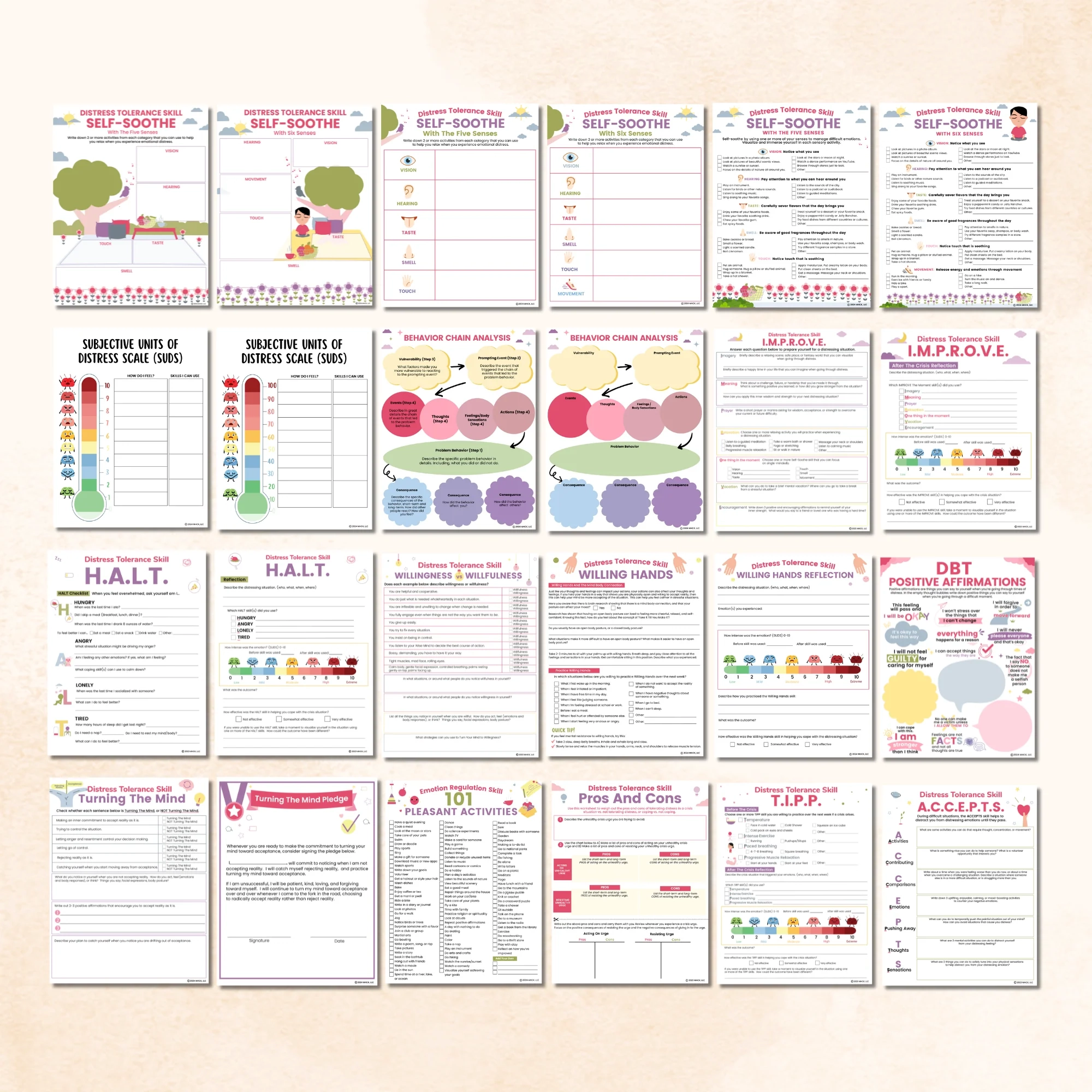 DBT Worksheets PDF Bundle 91 Pages 