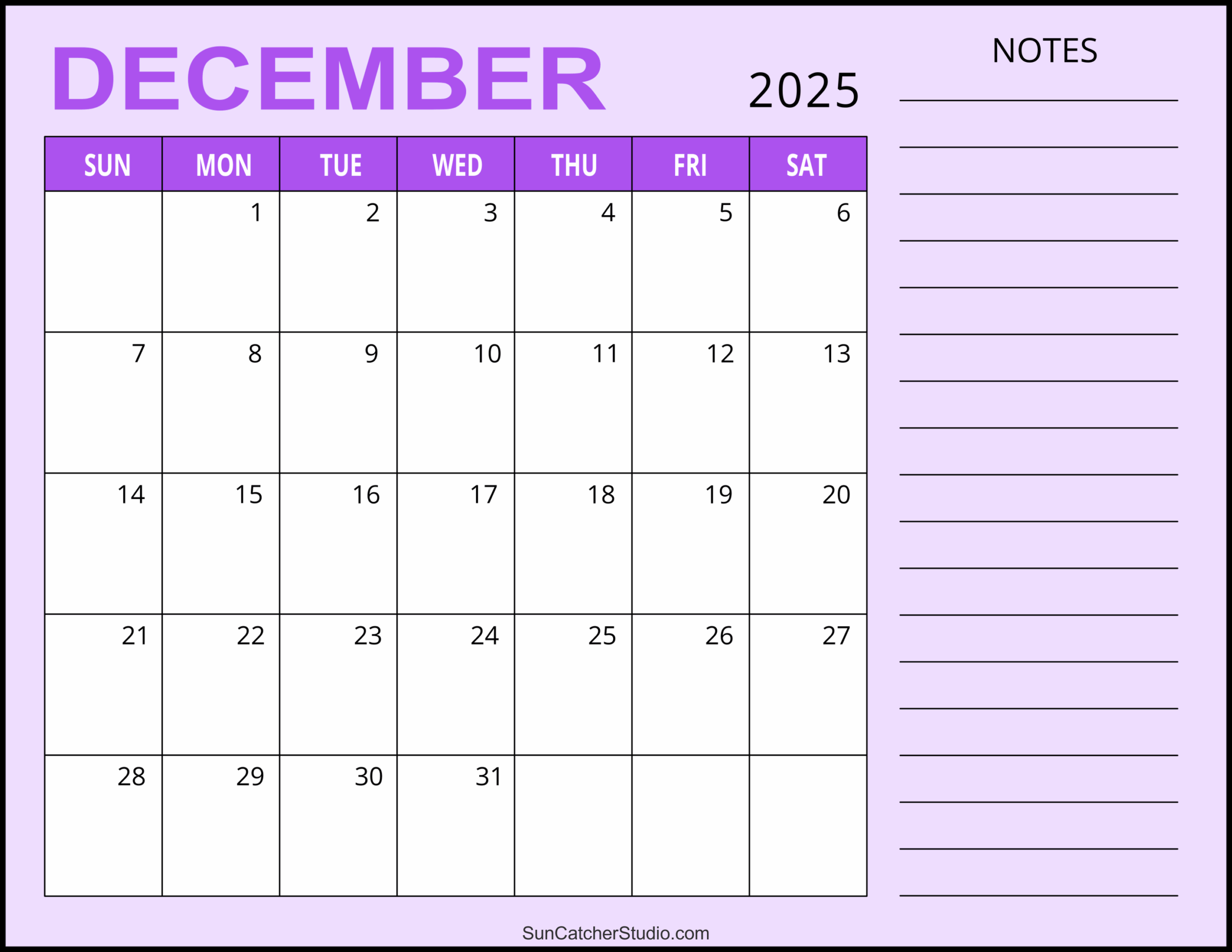 December 2025 Calendar Free Printable Free Printables 