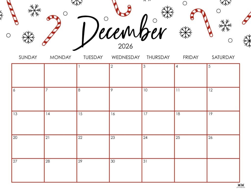 Blank December Calendar 2026