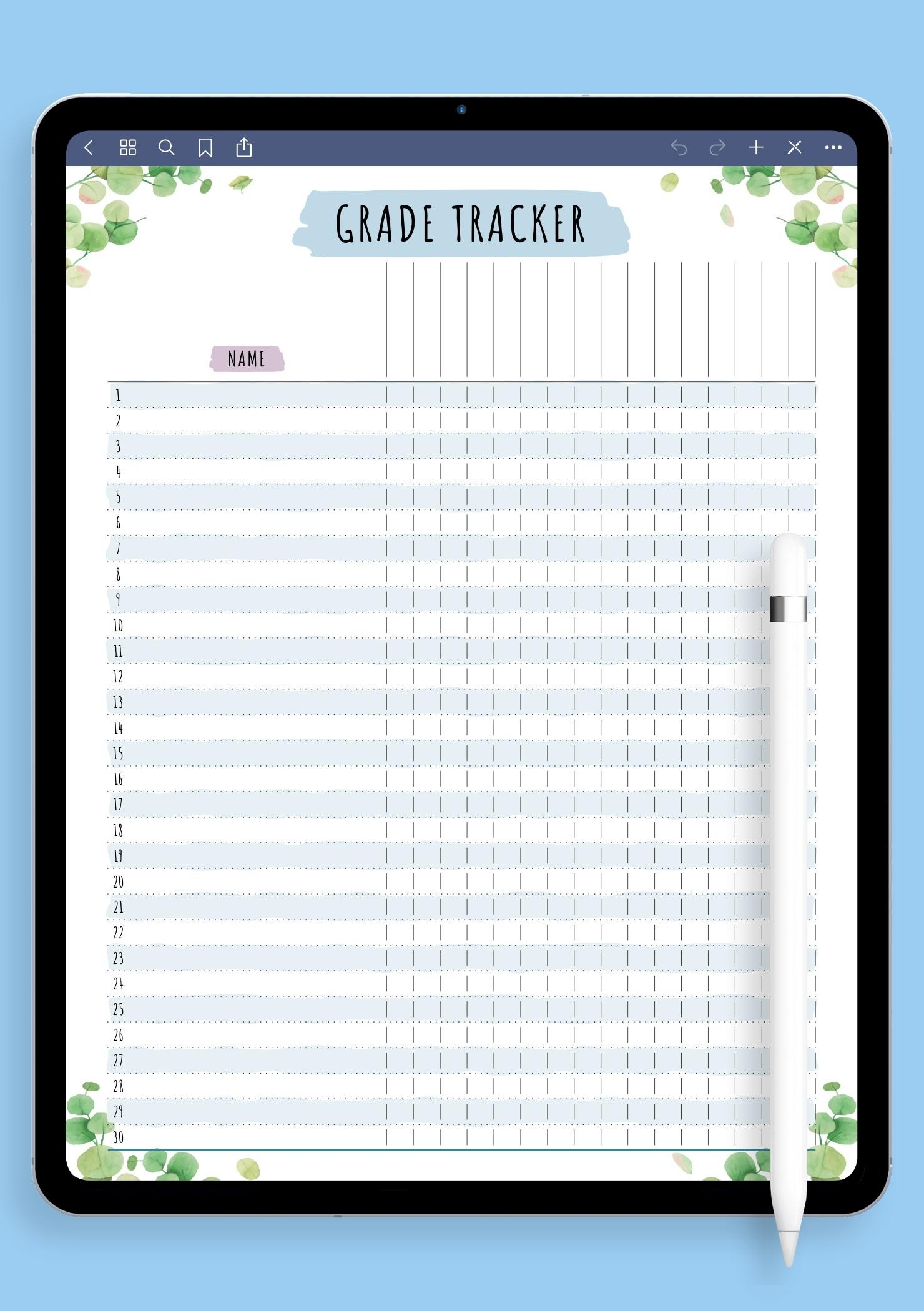 Free Printable Gradebook Template Pdf