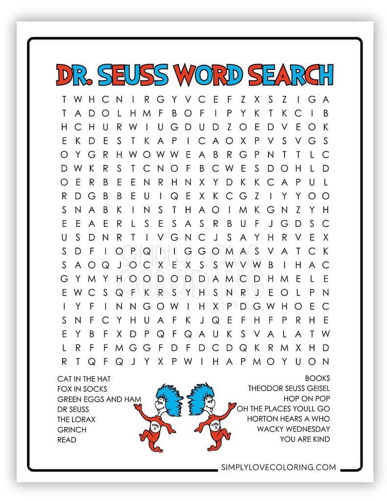 Dr Seuss Word Search Printables Free PDF Downloads Simply 