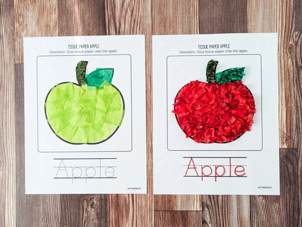 Easy Tissue Paper Apple Craft For Preschoolers Free Template