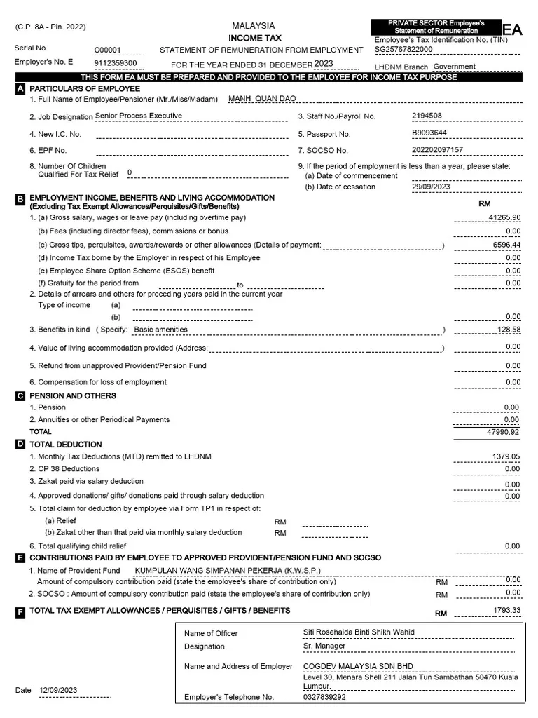 Employee Tax Summary 2023 PDF Employee Benefits Employment