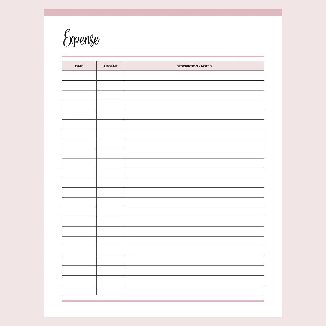 Expense Tracker Printable US Letter And A4 PDF Instant 