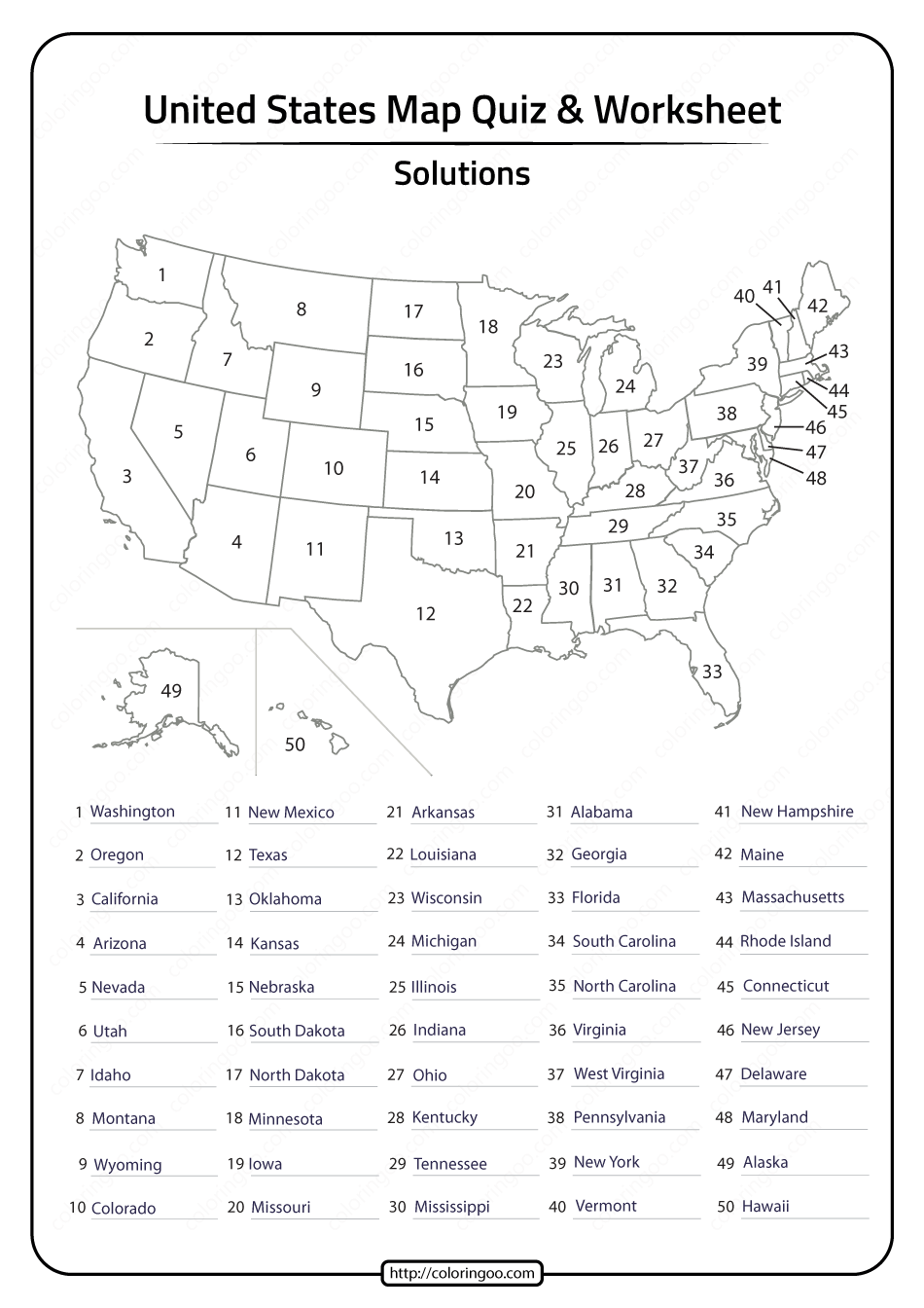 Explore The United States With Engaging 50 States Worksheets