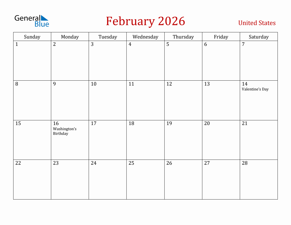 February 2026 Holiday Calendar