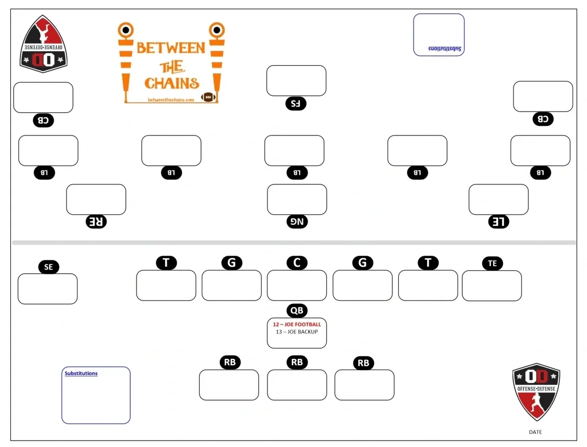 Printable Blank Football Depth Chart Template