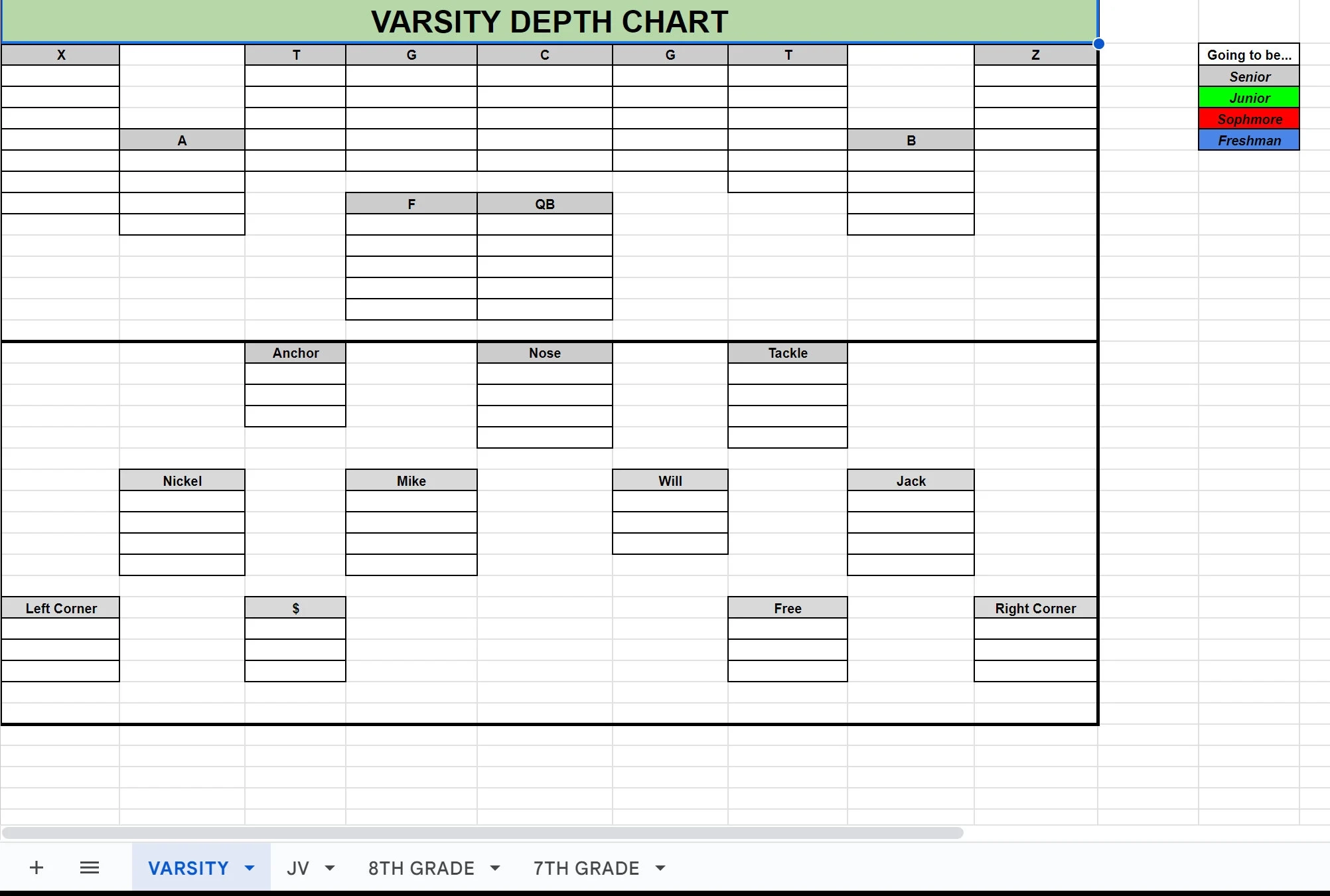 Football Depth Chart