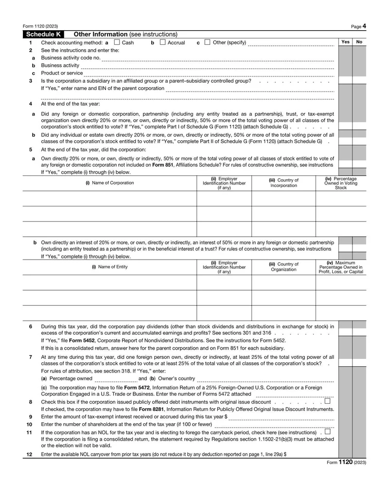 Irs Form 1120 2023
