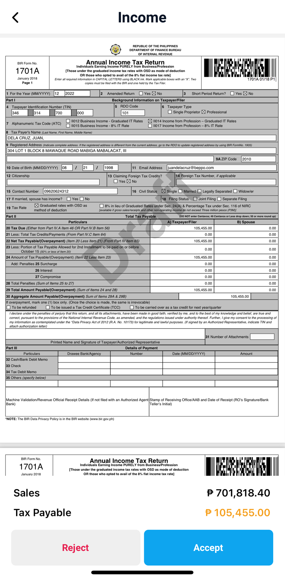 Form 1701A Beppo