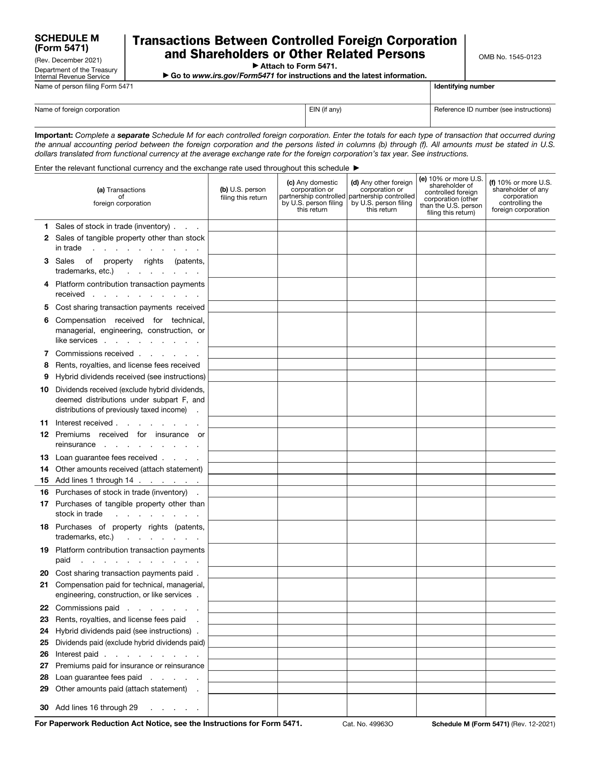 Form 5471 Schedule M 2024 2025 Fill PDF Guru