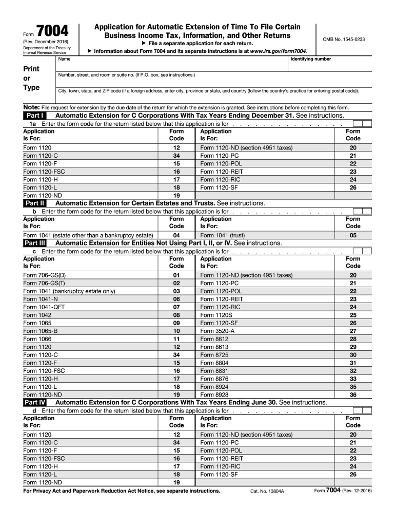 Form 7004 Fill Out amp Sign Online DocHub