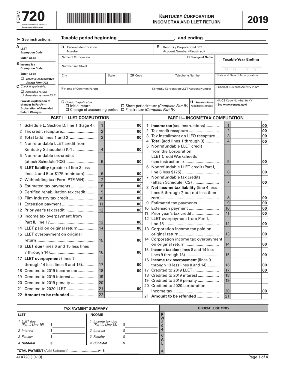 Printable Form 720 Schedule A