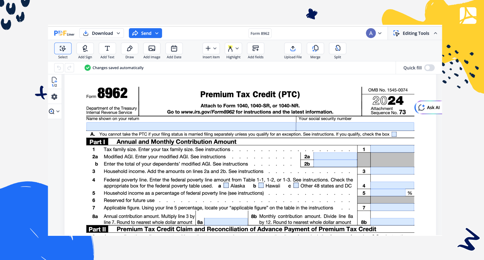 Irs Form 8962 Fillable Pdf