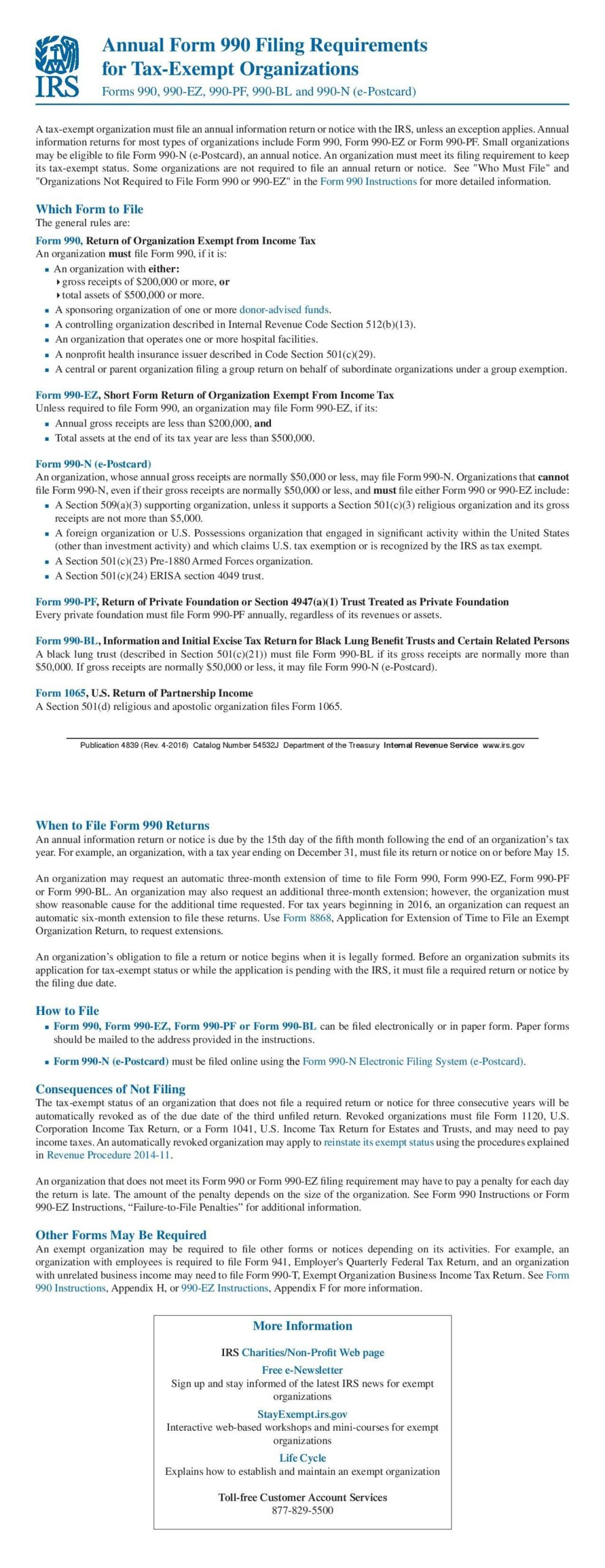 Irs Form 990 Instructions