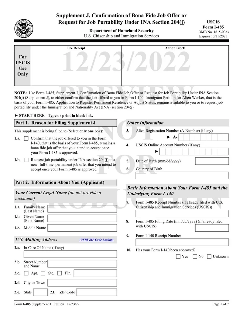 Form I 485 Supplement J Fill And Sign Online With Lumin