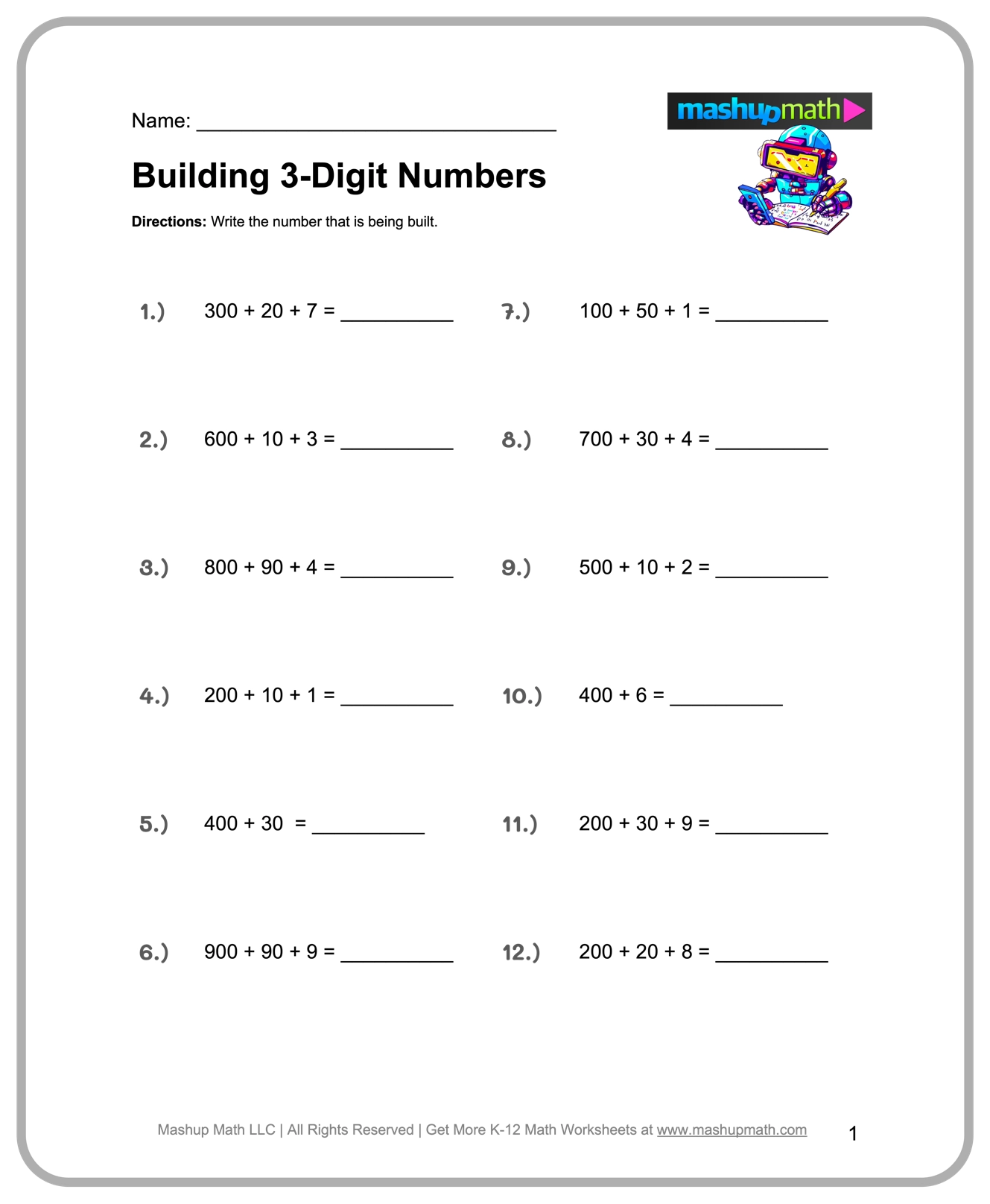 Printable 3rd Grade Math Worksheets Free
