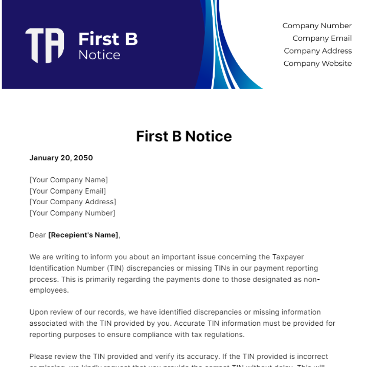Free First B Notice Template To Edit Online