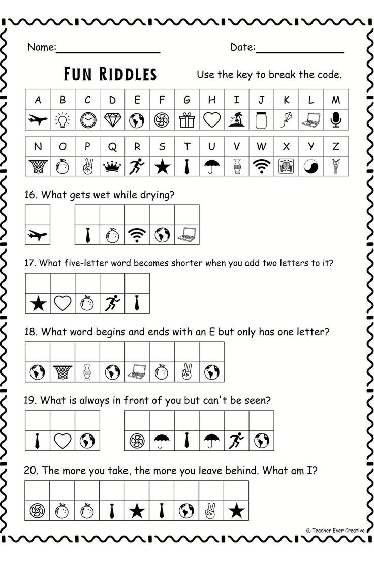 Free Fun Learning Printable Fun Riddles Code Breaker