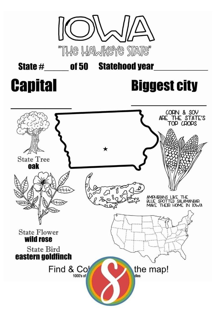 Free Iowa Printable Coloring Page Activities Stevie Doodles Free 