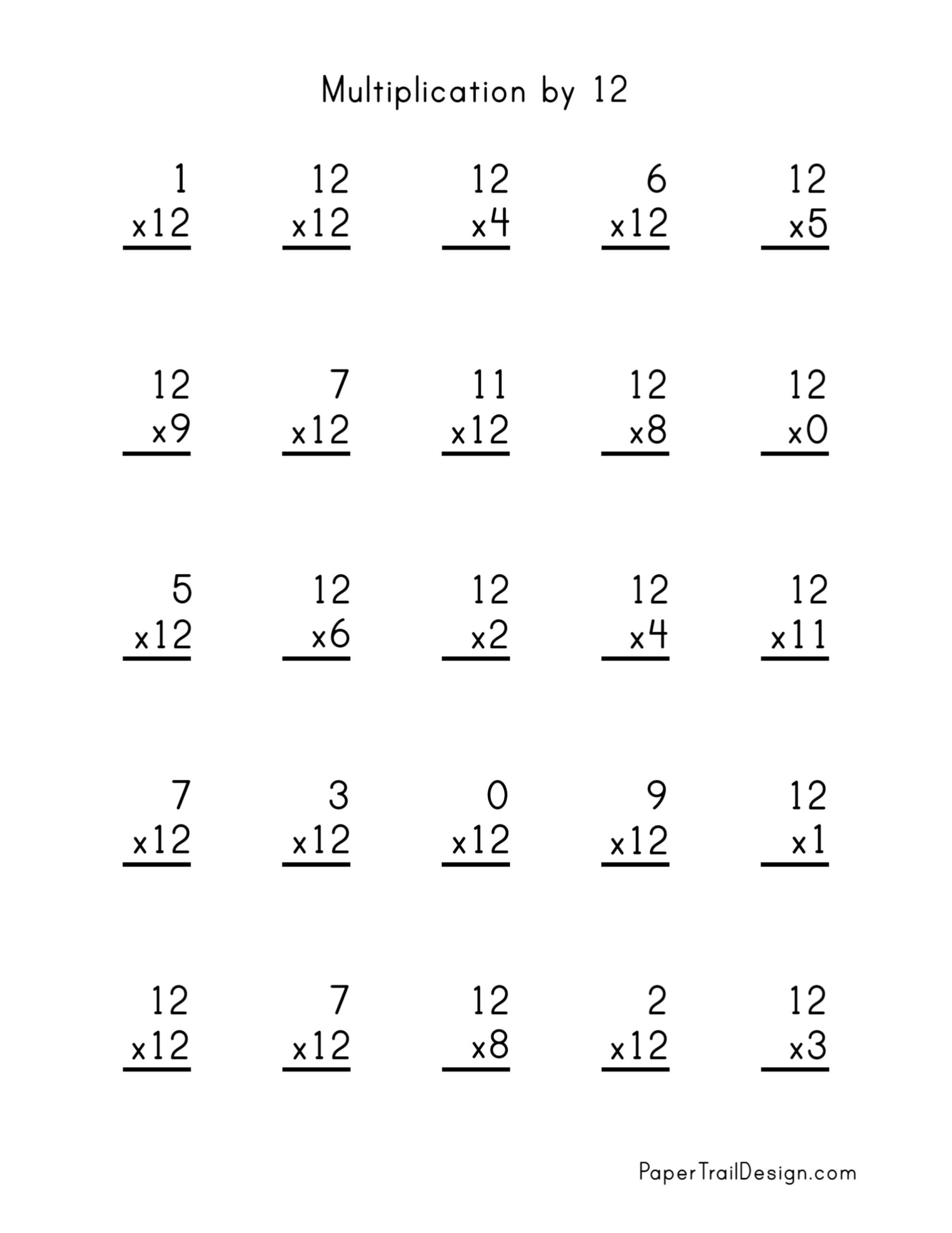 Multiplication Worksheets Free Printable 1-12