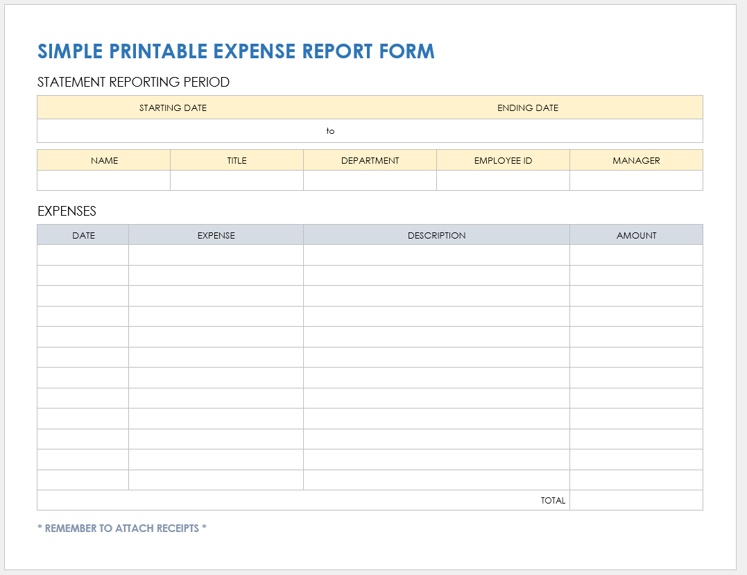 Printable Expense Sheet