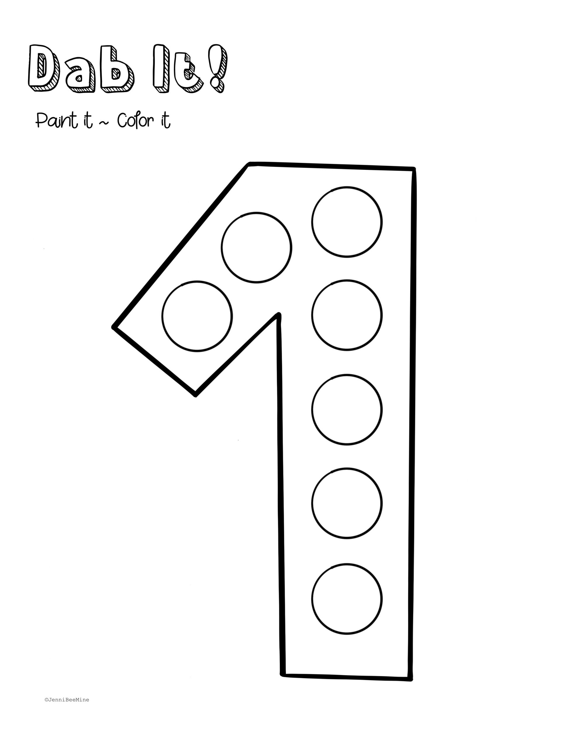 Free Printable Number 1 Worksheets Preschool